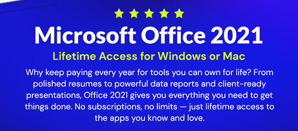 Microsoft Office Professional 2021 for Windows: Lifetime License (Non Binding)
