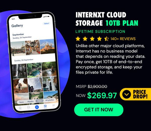 Internxt Cloud Storage Lifetime Subscription: 10TB Plan