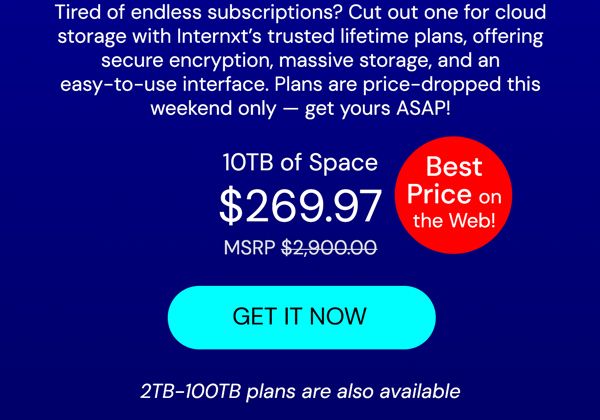 Internxt Cloud Storage Lifetime Subscription: 10TB Plan
