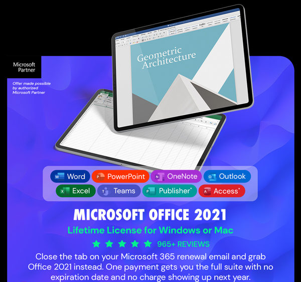 Microsoft Office 2021 for Windows or Mac: Lifetime License