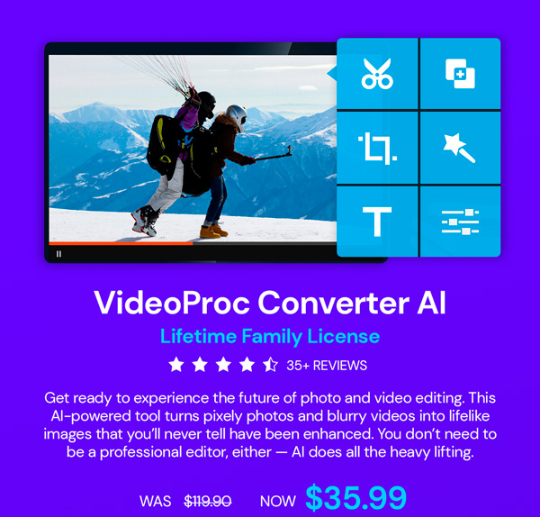 VideoProc Converter AI: Lifetime Family License (For Windows or Mac)