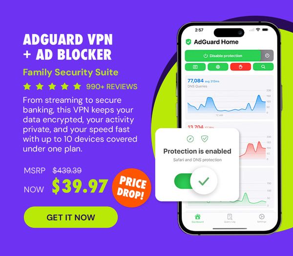AdGuard VPN + Ad Blocker Family Security Suite