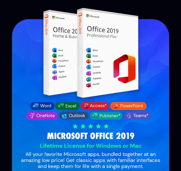 Microsoft Office 2019 for Windows or Mac | Lifetime License