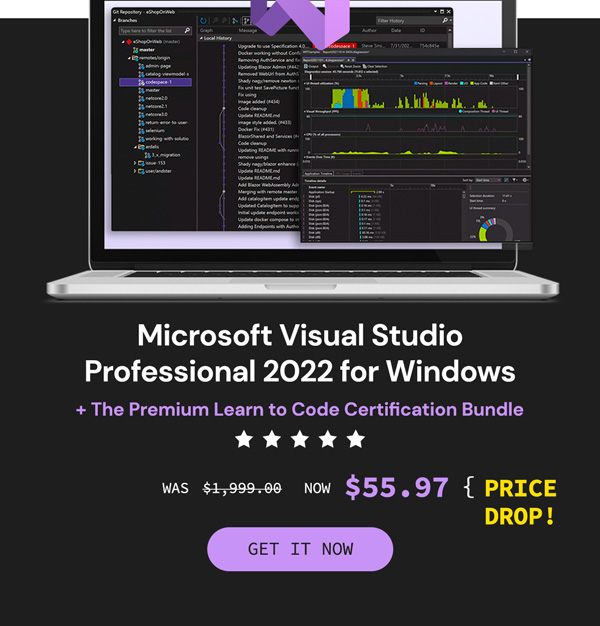 Microsoft Visual Studio Professional 2022 + The 2024 Premium Learn to Code Certification Bundle