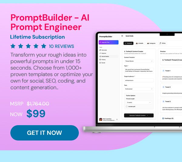 PromptBuilder - AI Prompt Engineer: Lifetime Subscription (Pro Plan)