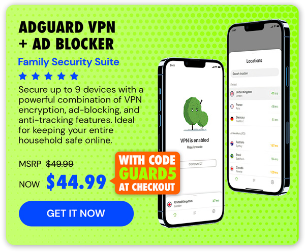 AdGuard VPN + Ad Blocker Family Security Suite