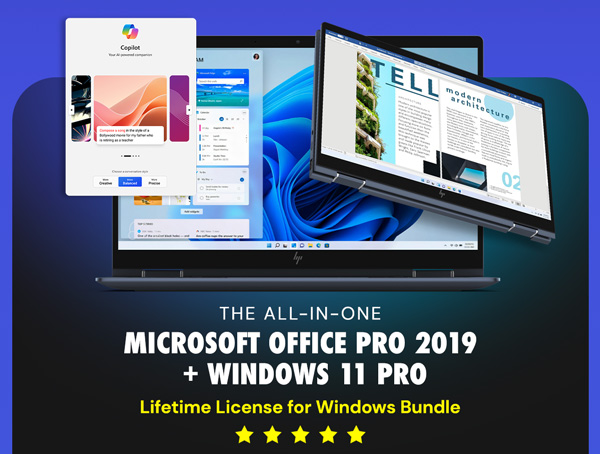 The All-in-One Microsoft Office Pro 2019 for Windows: Lifetime License + Windows 11 Pro Bundle