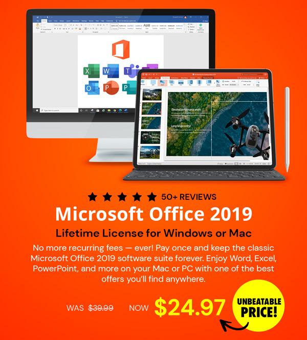 Microsoft Office 2019 for Windows or Mac | Lifetime License