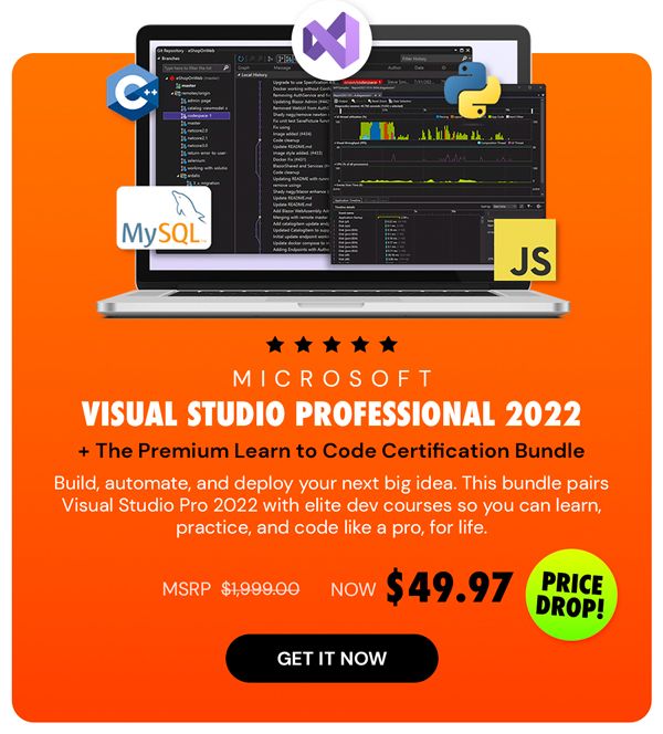 Microsoft Visual Studio Professional 2022 + The Premium Learn to Code Certification Bundle