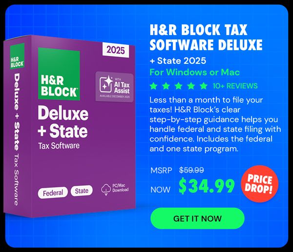 H&R Block Tax Software Deluxe + State 2025 Win/Mac [PC/Mac Online Code]