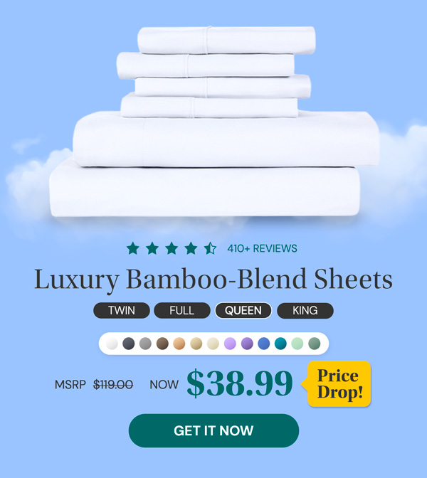 6-Piece Bamboo-Blend Comfort Luxury Sheet Set in a Variety of Sizes and Colors
