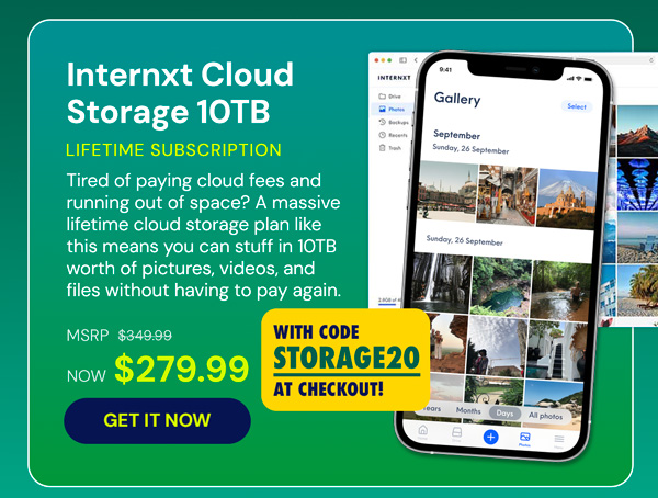 Internxt Cloud Storage Lifetime Subscription: 10TB Plan
