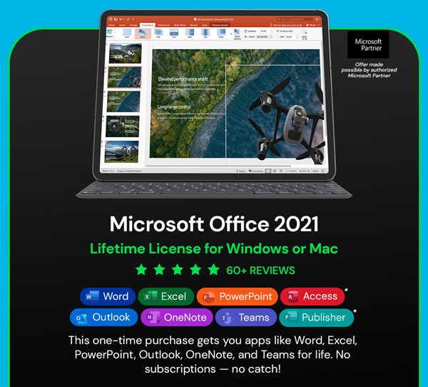 Microsoft Office 2021 for Windows or Mac: Lifetime License (Non Binding)