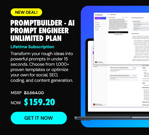 PromptBuilder - AI Prompt Engineer Unlimited Plan: Lifetime Subscription