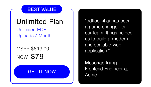PDFToolKit - Unlimited Plan: Lifetime Subscription