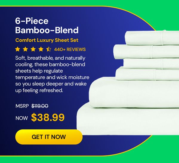 6-Piece Bamboo-Blend Comfort Luxury Sheet Set (White/Queen)