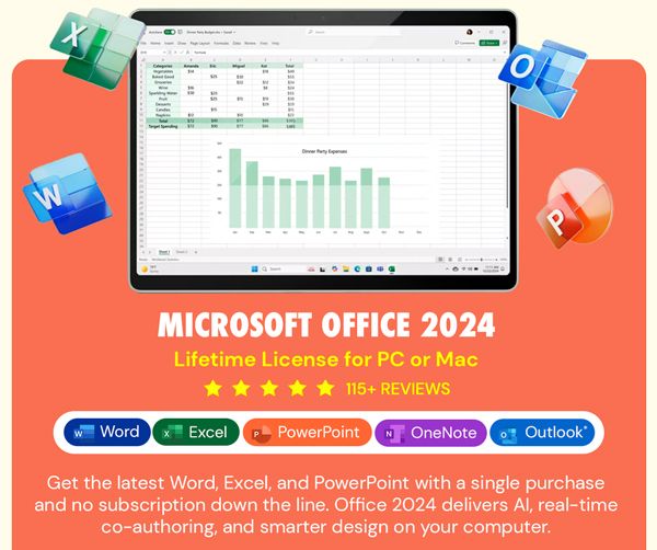 Microsoft Office 2024 Home & Business or Home for Mac or PC Lifetime License