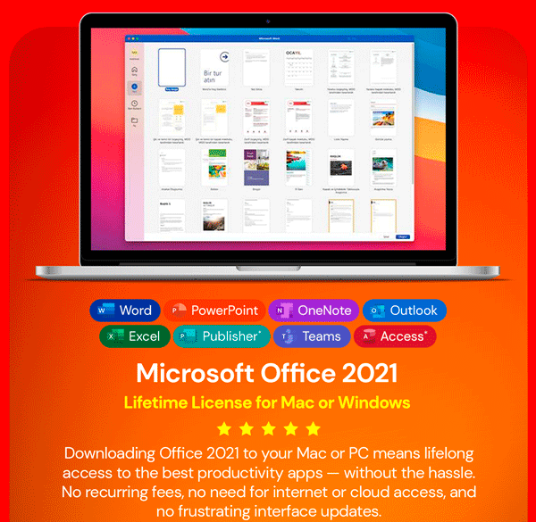 Microsoft Office 2021 for Windows or Mac: Lifetime License