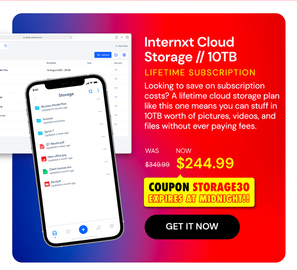 Internxt Cloud Storage Lifetime Subscription: 10TB Plan