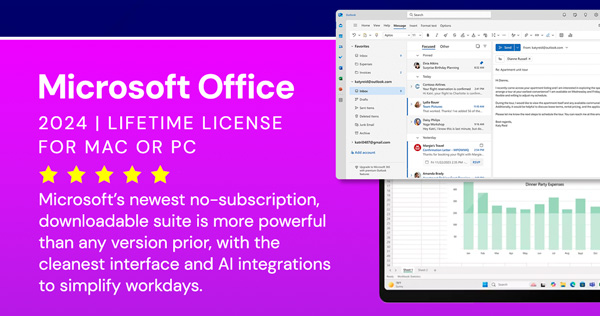 Microsoft Office 2024 for Mac or PC Lifetime License