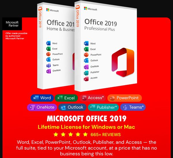 Microsoft Office 2019 for Windows or Mac