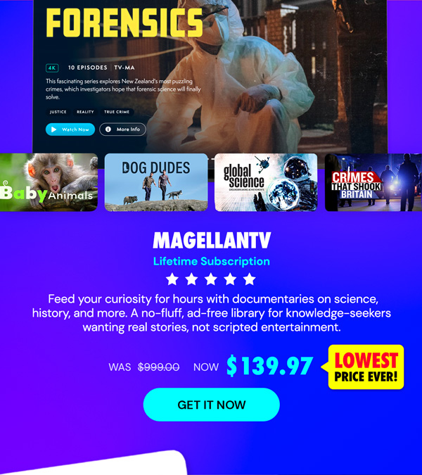 MagellanTV Documentary Streaming Service: Lifetime Subscription