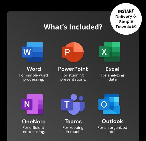Microsoft Office for Windows or Mac 2021: Lifetime License