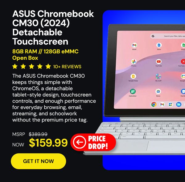 ASUS Chromebook CM30 (2024) Detachable Touchscreen 8GB RAM 128GB eMMC (Open Box)