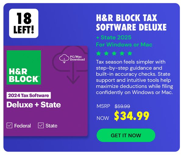 H&R Block Tax Software Deluxe + State 2025 Win/Mac [PC/Mac Online Code]