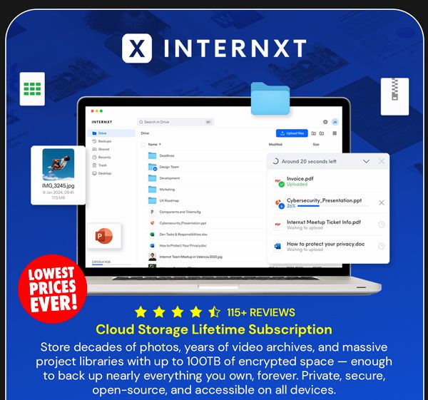 Internxt Cloud Storage: Lifetime Subscription in a Variety of Capacities