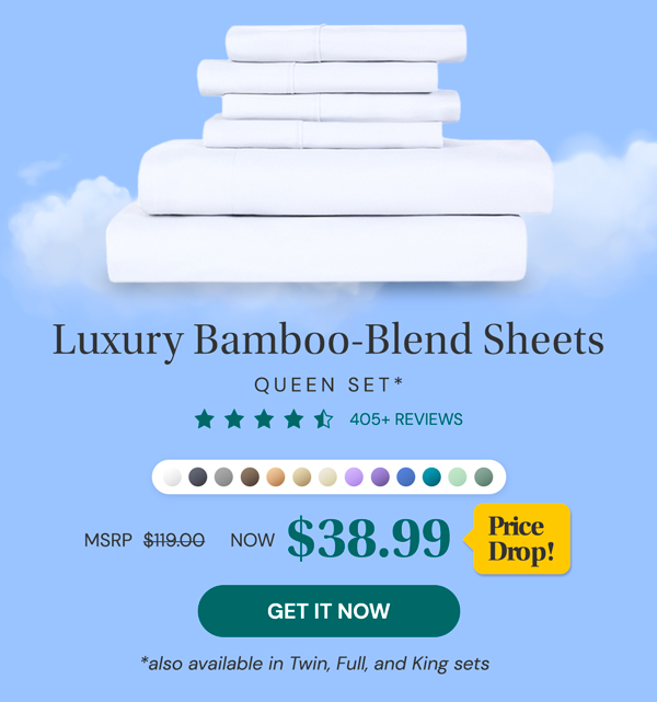 6-Piece Bamboo-Blend Comfort Luxury Sheet Set in a Variety of Sizes and Colors