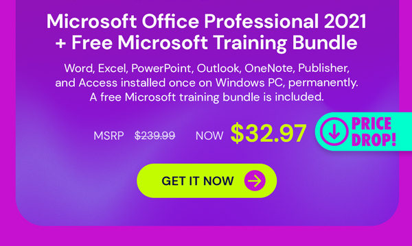 Microsoft Office Pro 2021 for Windows: Lifetime License + A FREE Microsoft Training Bundle (RISE)
