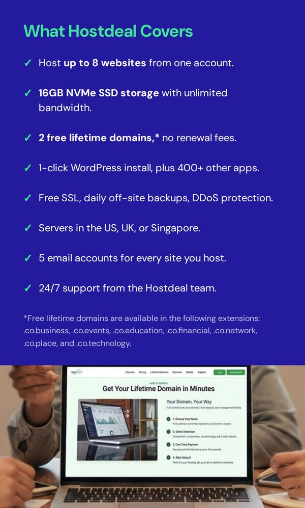 Hostdeal Web Hosting & Domains Lifetime Subscriptions