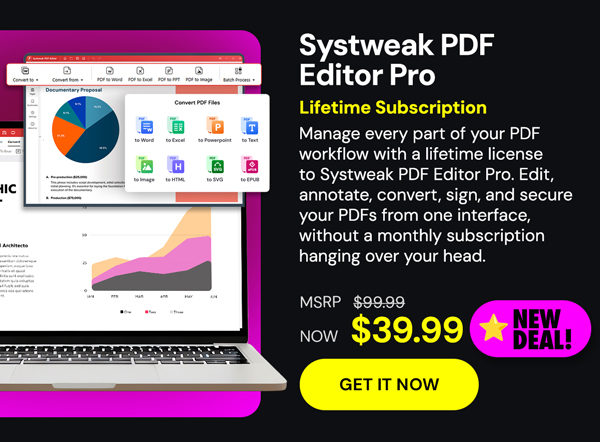 Systweak PDF Editor Pro: Lifetime Subscription