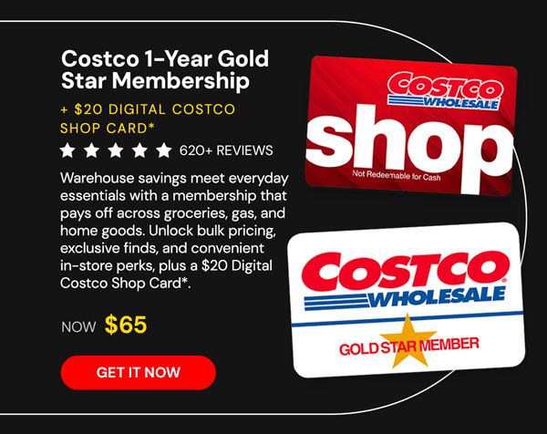 Costco 1-Year Gold Star Membership + $20 Digital Costco Shop Card