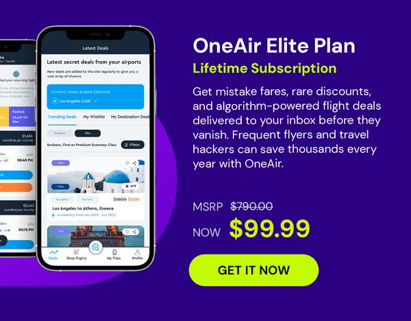 OneAir Elite Plan: Lifetime Subscription (Save Big on Flights, Hotels & More)