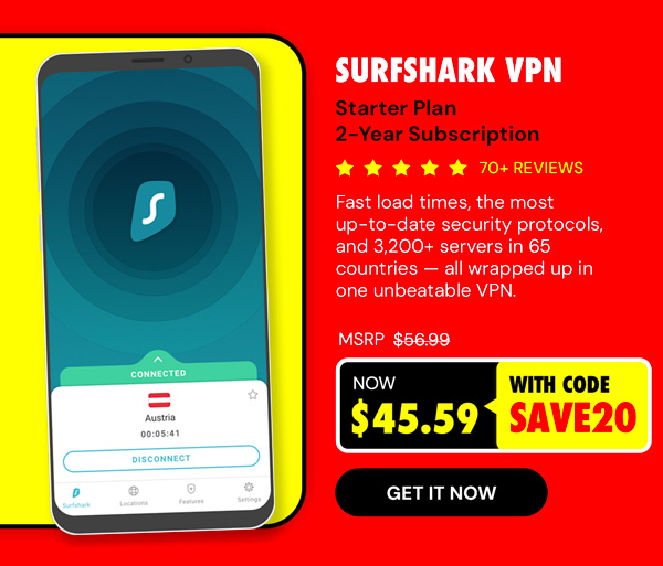 SurfShark VPN Starter Plan: 2-Yr Subscription