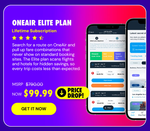 OneAir Elite Plan: Lifetime Subscription (Save Big on Flights, Hotels & More)