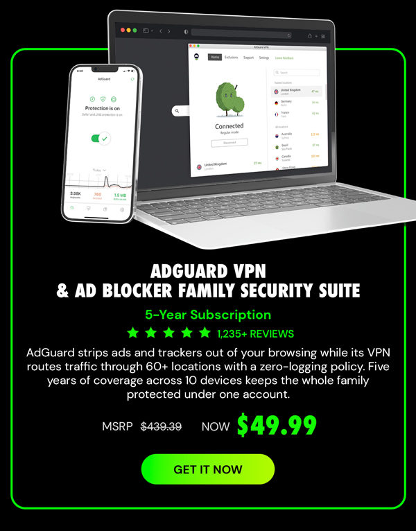 AdGuard VPN + Ad Blocker Family Security Suite
