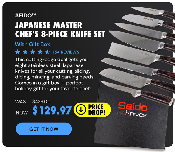 Seido Japanese Master Chef's 8-Piece Knife Set w Gift Box