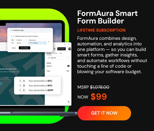 FormAura Smart Form Builder: Lifetime Subscription