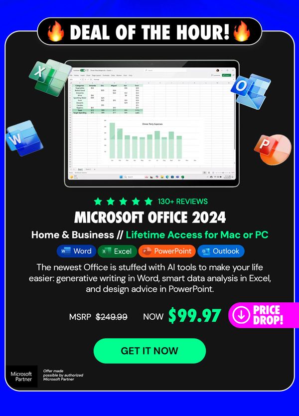 Microsoft Office 2024 Home & Business for Mac or PC Lifetime License