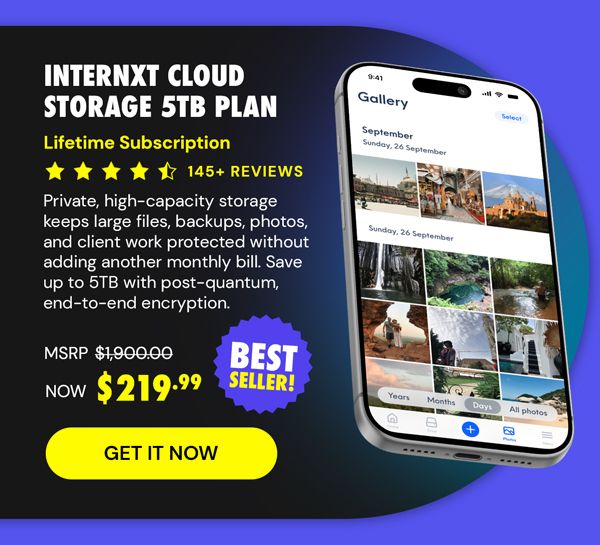 Internxt Cloud Storage: Lifetime Subscription (5TB Plan)