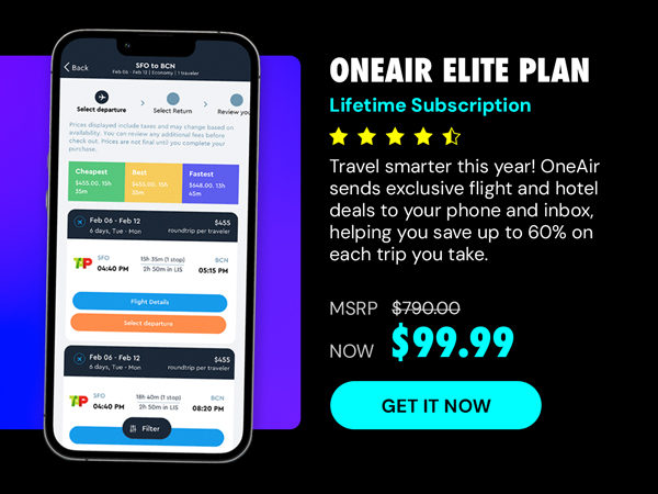OneAir Elite Plan: Lifetime Subscription (Save Big on Flights, Hotels & More)