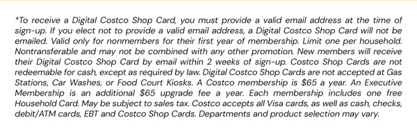 Digital Costco Shop Card Disclaimer | Terms & Conditions Apply - See Website For Details