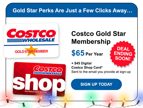 Costco 1-Year Gold Star Membership + $45 Digital Costco Shop Card