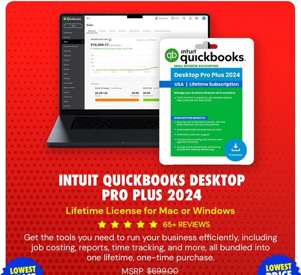 Intuit QuickBooks Desktop Pro Plus 2024 (1 User): Lifetime License