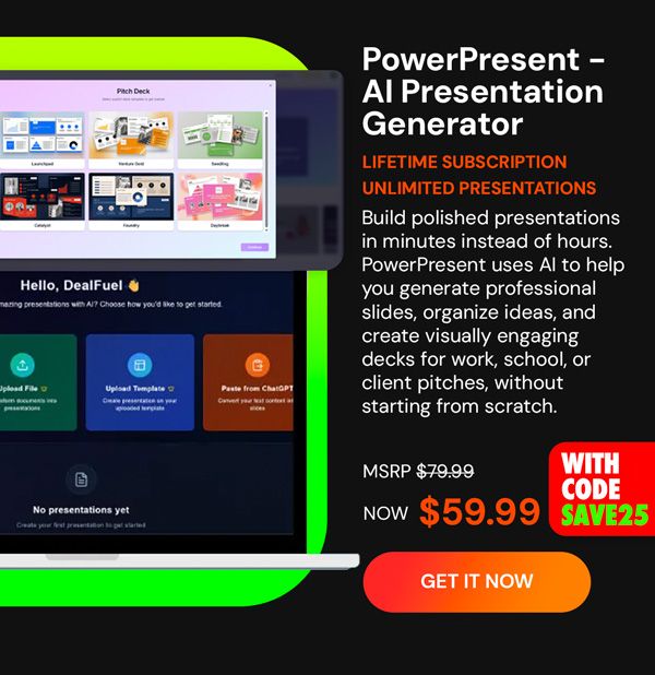 PowerPresent - AI Presentation Generator: Lifetime Subscription (Unlimited Presentations)