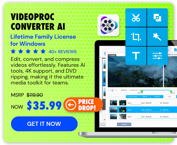 VideoProc Converter AI: Lifetime Family License (For Windows)