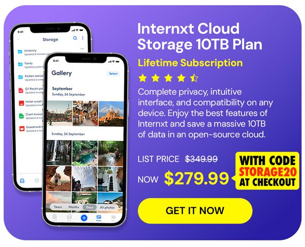 Internxt Cloud Storage Lifetime Subscription: 10TB Plan